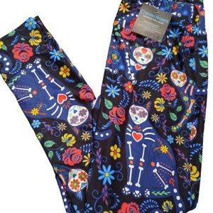 Cat sugar skull leggings tween Nwt